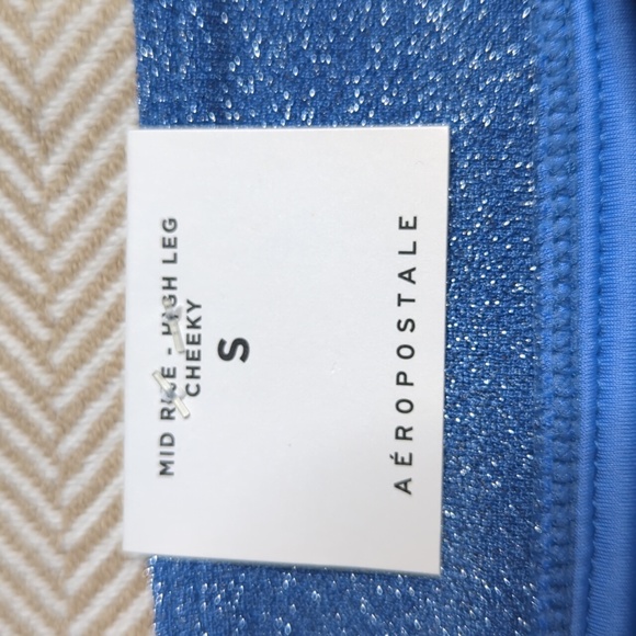 Aeropostale blue mid-rise cheeky bikini bottoms size small - Picture 2 of 5